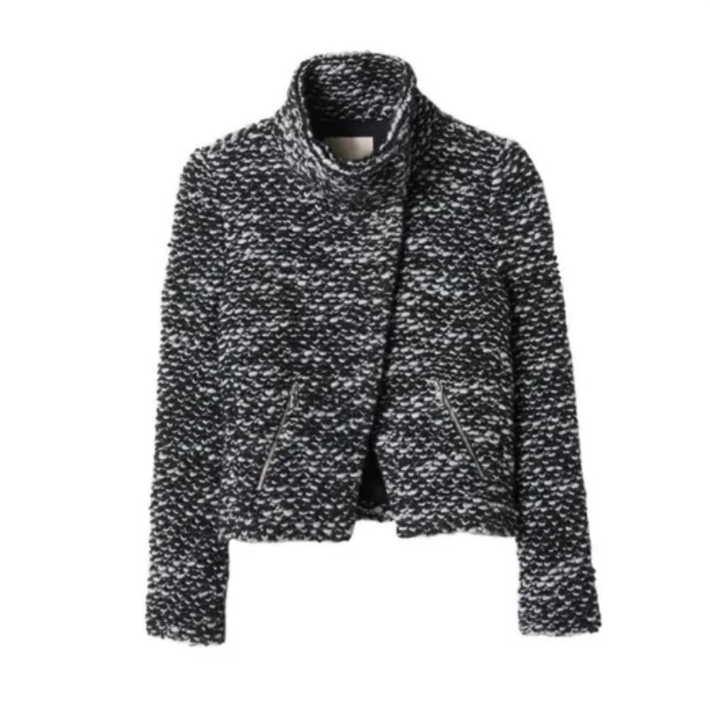 Rebecca Taylor Amsterdam Tweed Jacket - Black & White - Biker Moto - Size 8